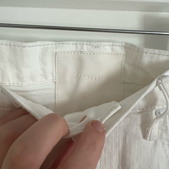 Mother Womens Tunnel Vision Totally Innocent High-Rise Wide Leg Jean, White - Picture 2 of 3